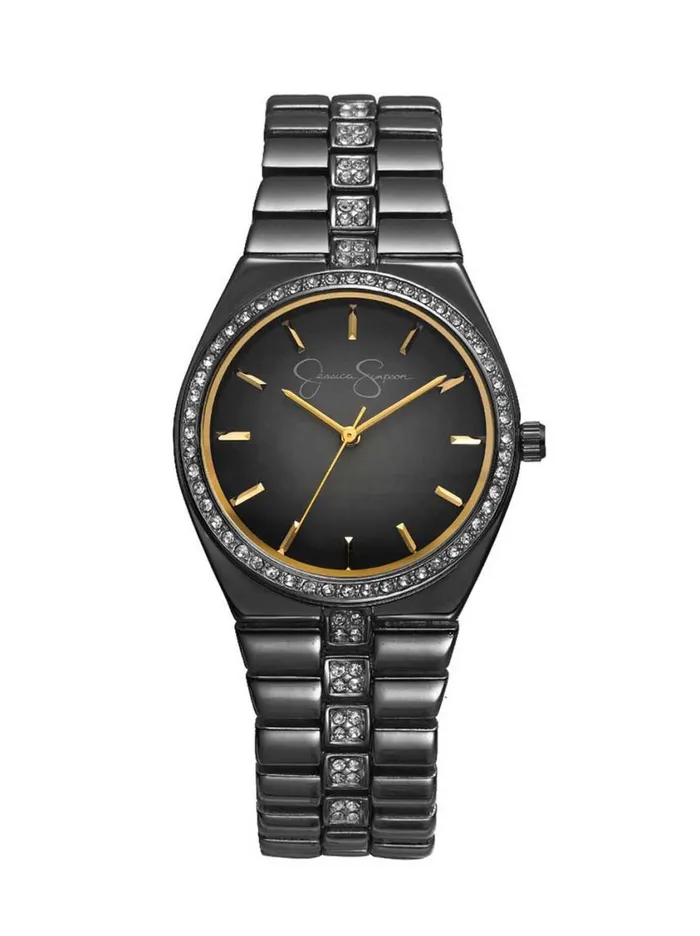Women Watches Jessica Simpson Mother Of Pearl Dial Crystal Bracelet Watch In Gunmetal