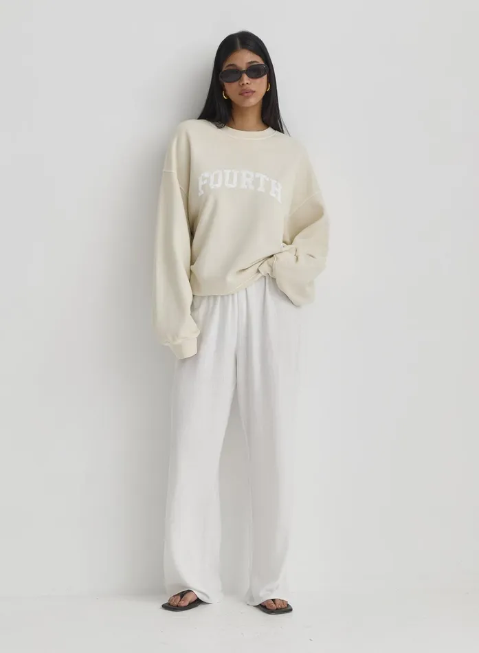 Women Yellow Oversized Fourth Logo Sweatshirt Tana 4th and Reckless Hoodies and Sweatshirts