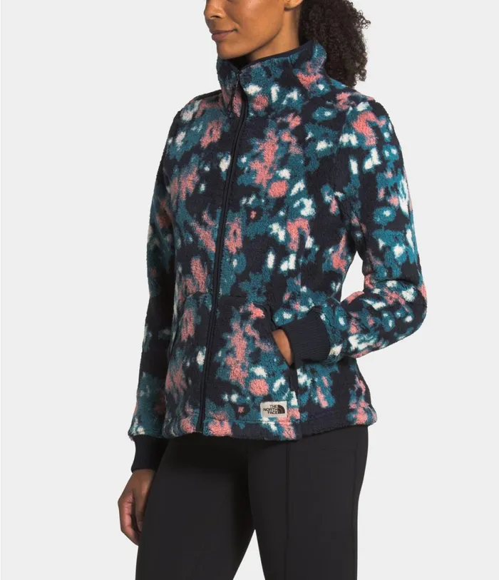 Womens Campshire FullZip Jacket Mallard Blue Abstract Ikat Flc Print The North Face Fleece