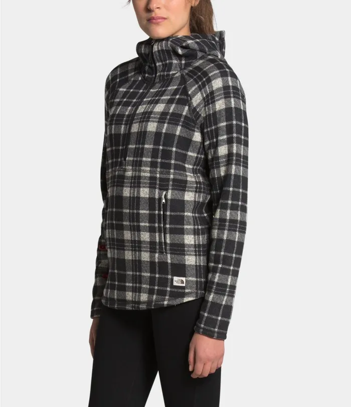 Womens Printed Crescent Hooded Pullover Vintage White Heritage 2 Plaid Print The North Face Fleece