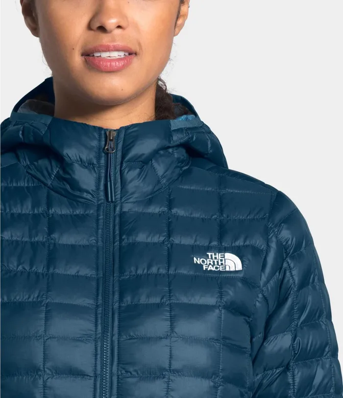 Womens ThermoBall Eco Hoodie Blue Wing Teal Mattemallard Blue Vapor Ikat Print The North Face Insulated and Down Jackets