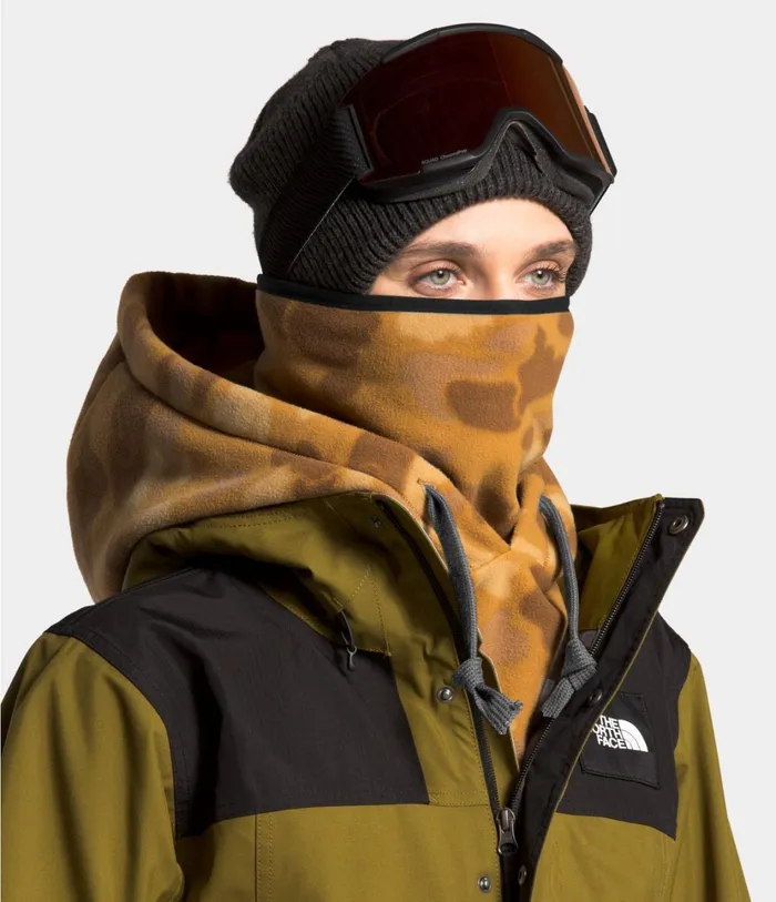 Womens Whimzy Powder Hood Timber Tan Tonal Duck Camo Print The North Face Beanies and Scarves