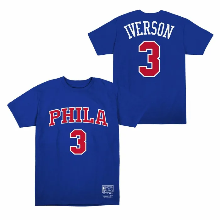 Youth Big Kids Mitchell and Ness Alt Name and Number SS Tee Philadelphia 76ers Allen Iverson Youth Big Kids Mitchell and Ness Alt Name and Number SS Tee Philadelphia 76ers Allen Iverson