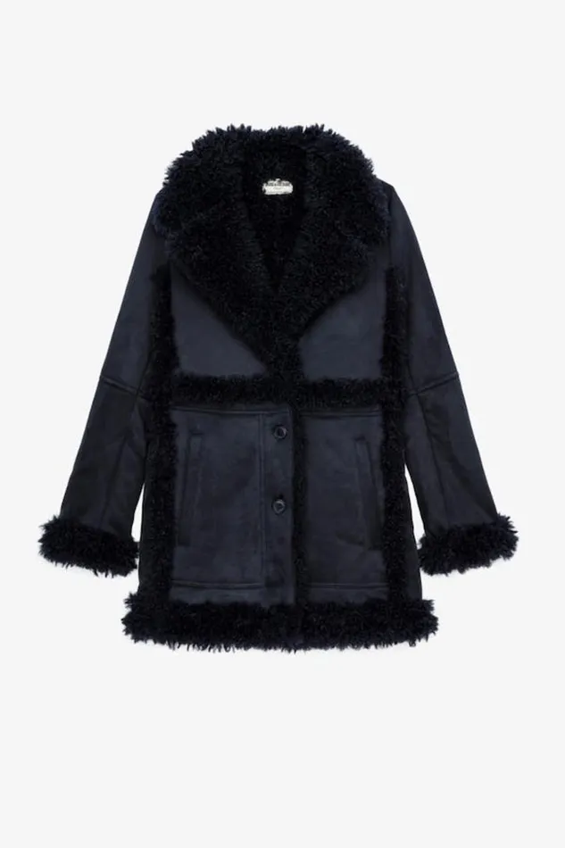 Zadig and Voltaire Coats FESTIF FAUX FUR ENCRE 8211 Women Zadig and Voltaire Coats FESTIF FAUX FUR ENCRE 8211 Women