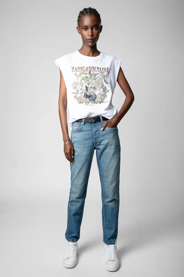 Zadig and Voltaire TShirts CECILIA GUITAR STRASS WHITE 8211 Women Zadig and Voltaire TShirts CECILIA GUITAR STRASS WHITE 8211 Women