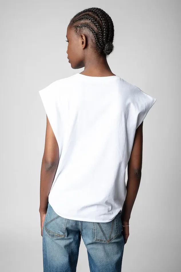 Zadig and Voltaire TShirts CECILIA GUITAR STRASS WHITE 8211 Women Zadig and Voltaire TShirts CECILIA GUITAR STRASS WHITE 8211 Women