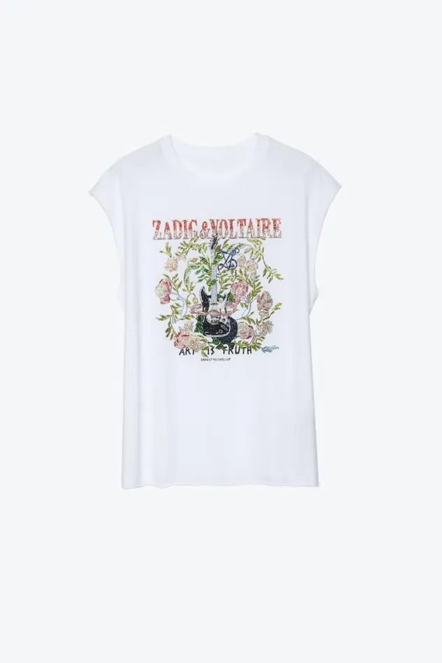 Zadig and Voltaire TShirts CECILIA GUITAR STRASS WHITE 8211 Women Zadig and Voltaire TShirts CECILIA GUITAR STRASS WHITE 8211 Women