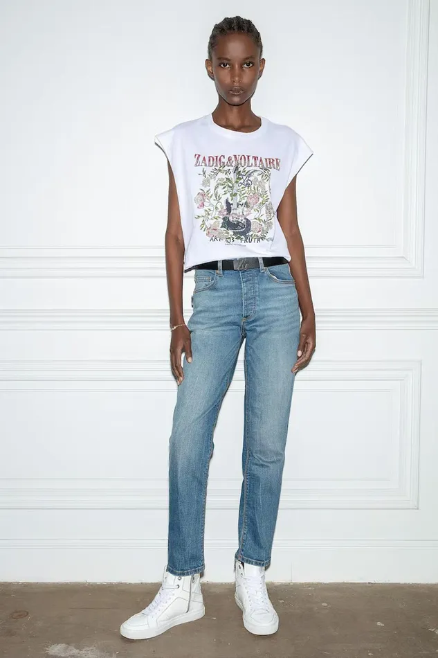 Zadig and Voltaire TShirts CECILIA GUITAR STRASS WHITE 8211 Women Zadig and Voltaire TShirts CECILIA GUITAR STRASS WHITE 8211 Women