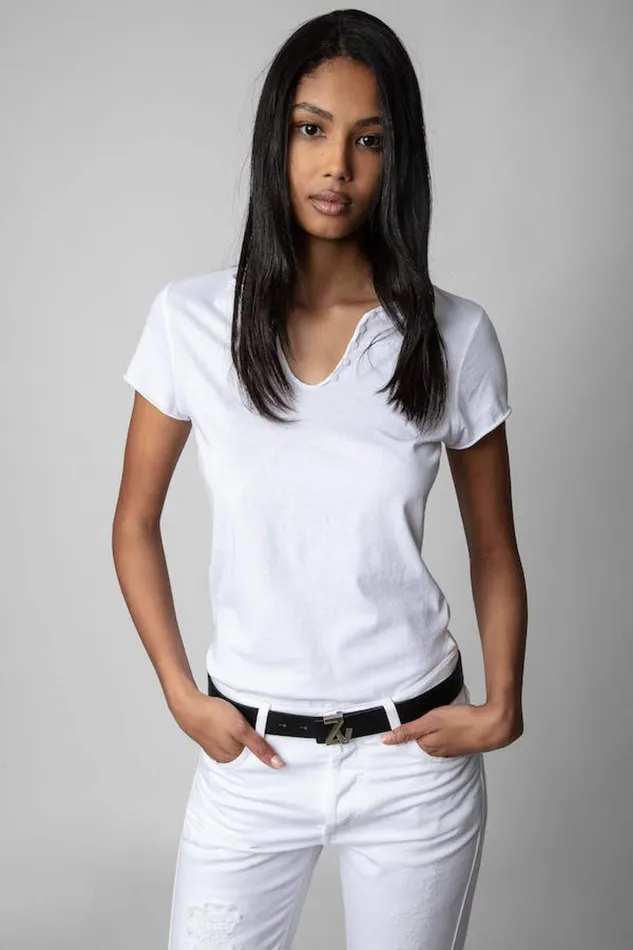 Zadig and Voltaire TShirts TUNISIEN MC STRASS WHITE 8211 Women Zadig and Voltaire TShirts TUNISIEN MC STRASS WHITE 8211 Women